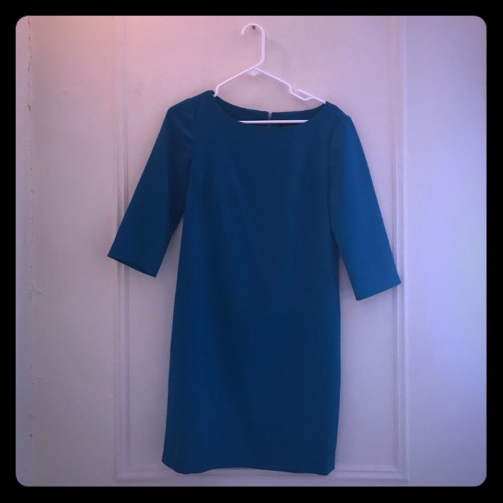 Ann Taylor three-quarter length sleeve blue dress